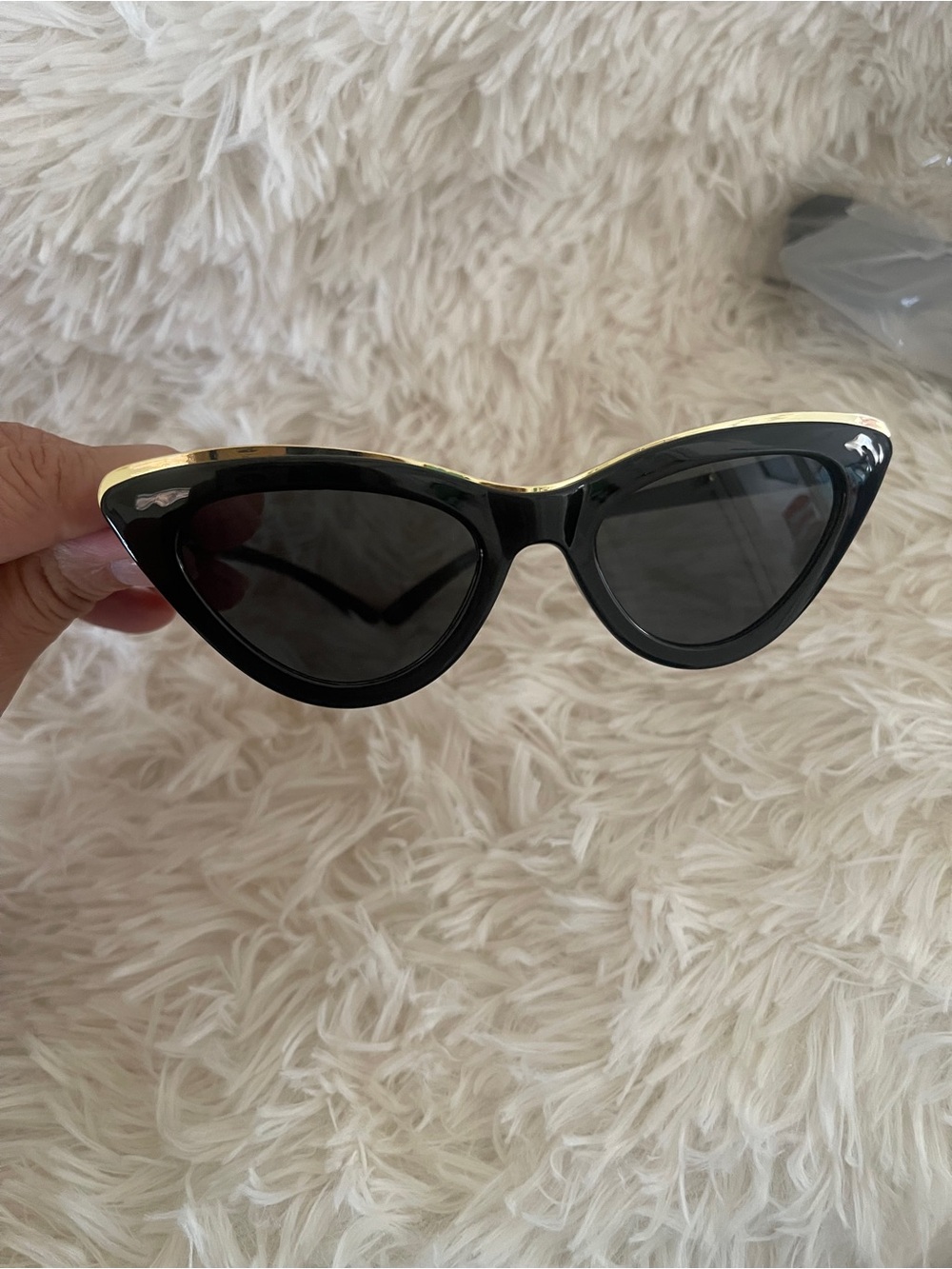 Classic Black Cat-Eye Sunglasses with Gold Trim